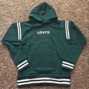 Levi's Teal Green Hooded Sweatshirt with White Stripe Trim